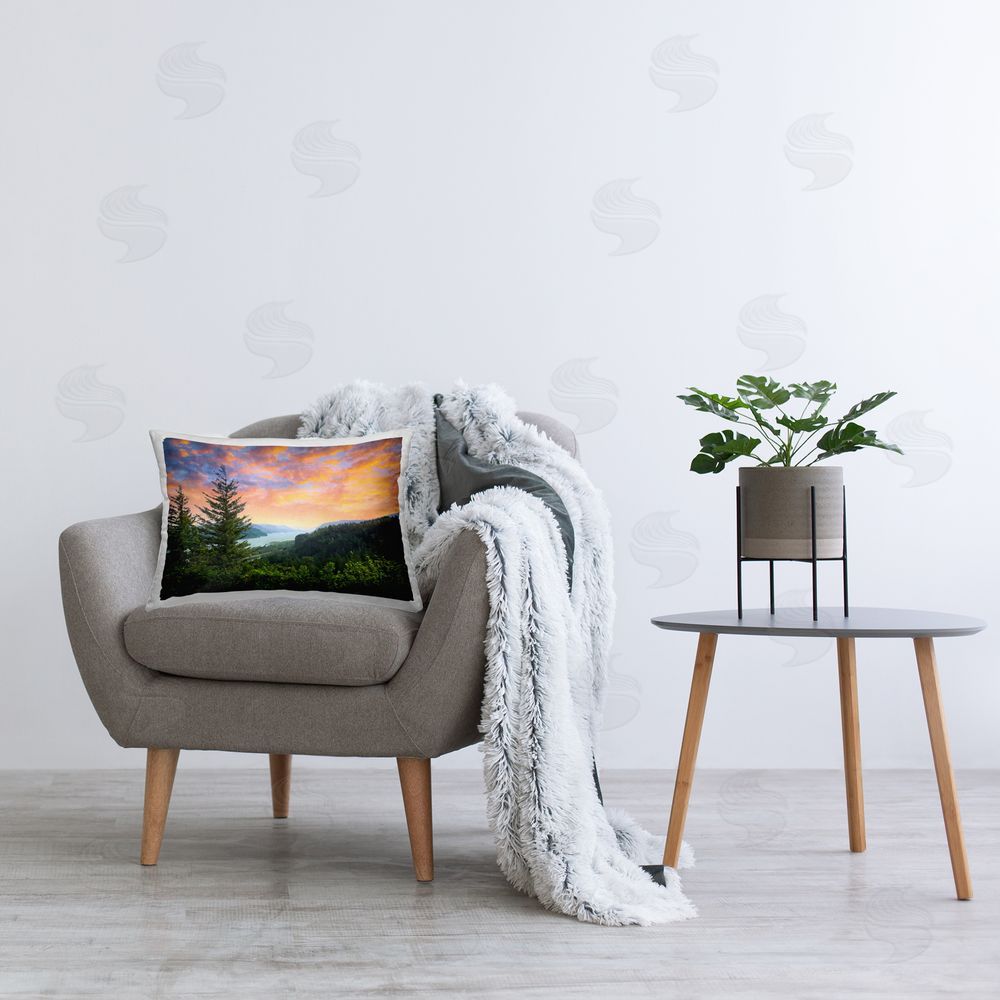 Graffitee Studios Scenic Overlook at Sunset Printed Plush Polyester Throw Pillow On Chair