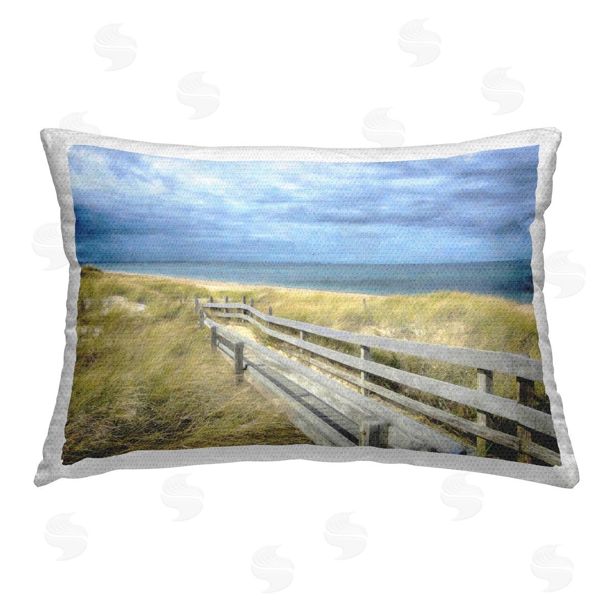 Graffitee Studios Sandy Boardwalk View Outdoor Quick-Dry Polyester Printed Throw Pillow