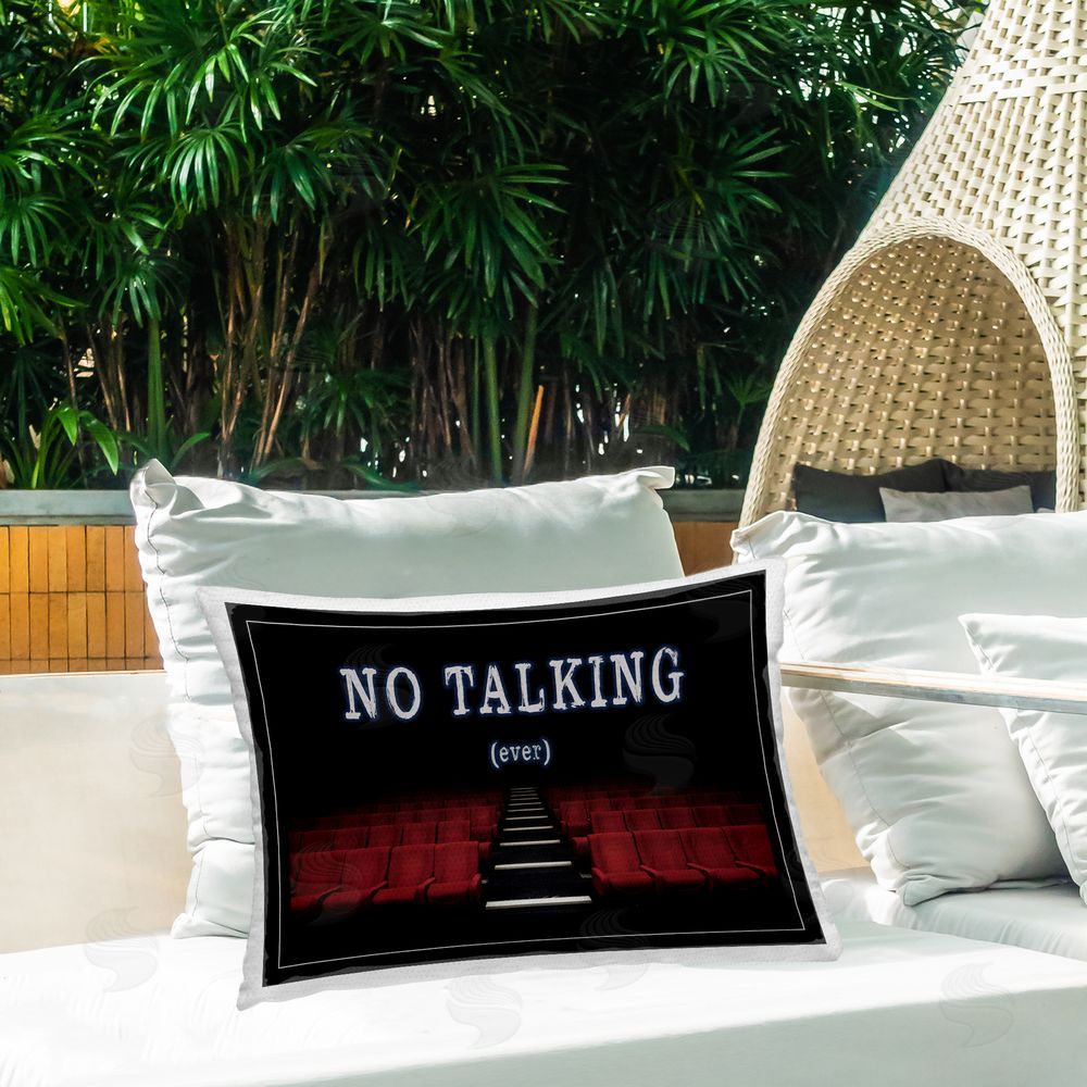 Graffitee Studios No Talking Move Theater Outdoor Quick-Dry Polyester Printed Throw Pillow in Back Yard