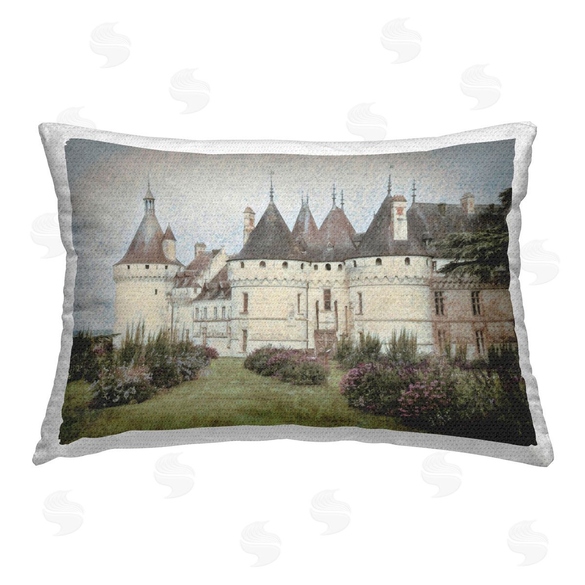 Graffitee Studios French Castle Landmark Outdoor Quick-Dry Polyester Printed Throw Pillow