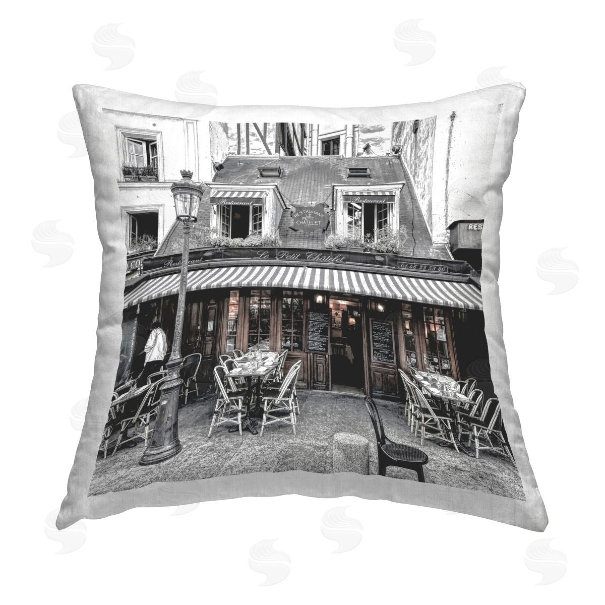 Graffitee Studios Sidewalk Café Bistro Printed Plush Polyester Throw Pillow