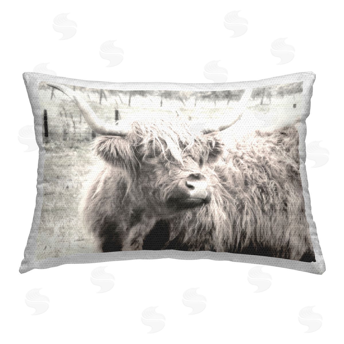 Graffitee Studios Highland Cow Gazing Portrait Outdoor Quick-Dry Polyester Printed Throw Pillow