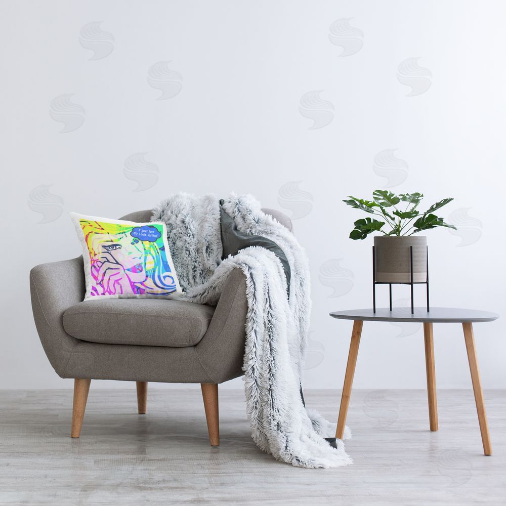 Graffitee Studios Pop Comic Style Glam Printed Plush Polyester Throw Pillow On Chair