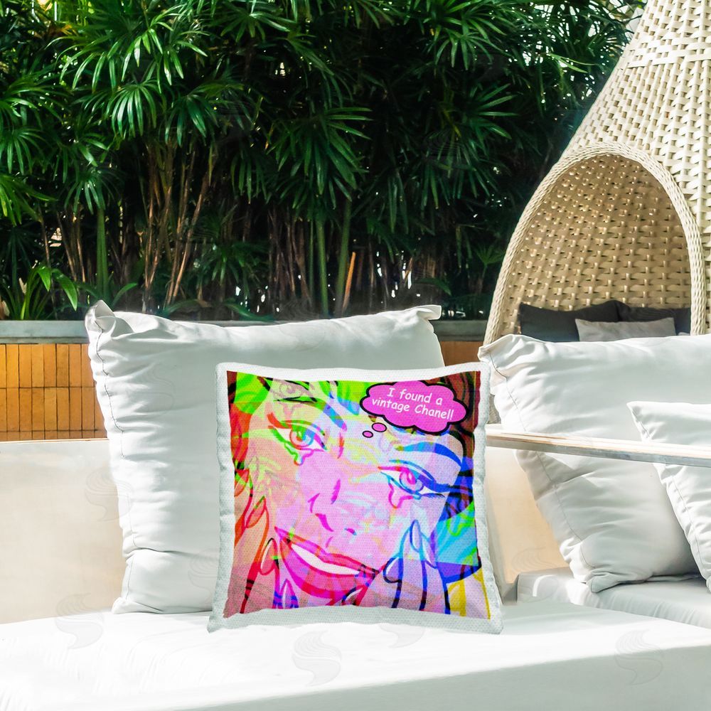 Graffitee Studios Pop Style Fashionista Outdoor Quick-Dry Polyester Printed Throw Pillow in Back Yard