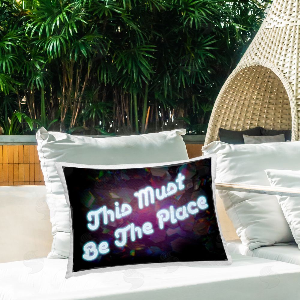 Graffitee Studios This Must Be The Place Outdoor Quick-Dry Polyester Printed Throw Pillow in Back Yard