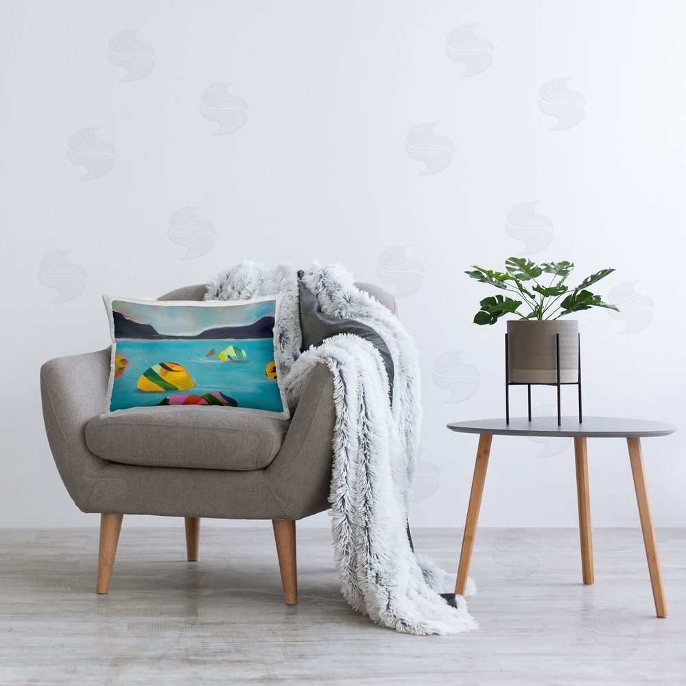 Jan Weiss Sea Buoys Floating Printed Plush Polyester Throw Pillow On Chair