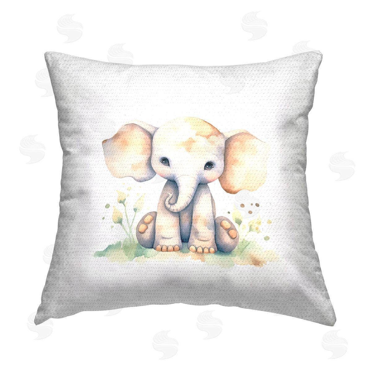 Andrea Haase Sitting Baby Elephant Outdoor Quick-Dry Polyester Printed Throw Pillow