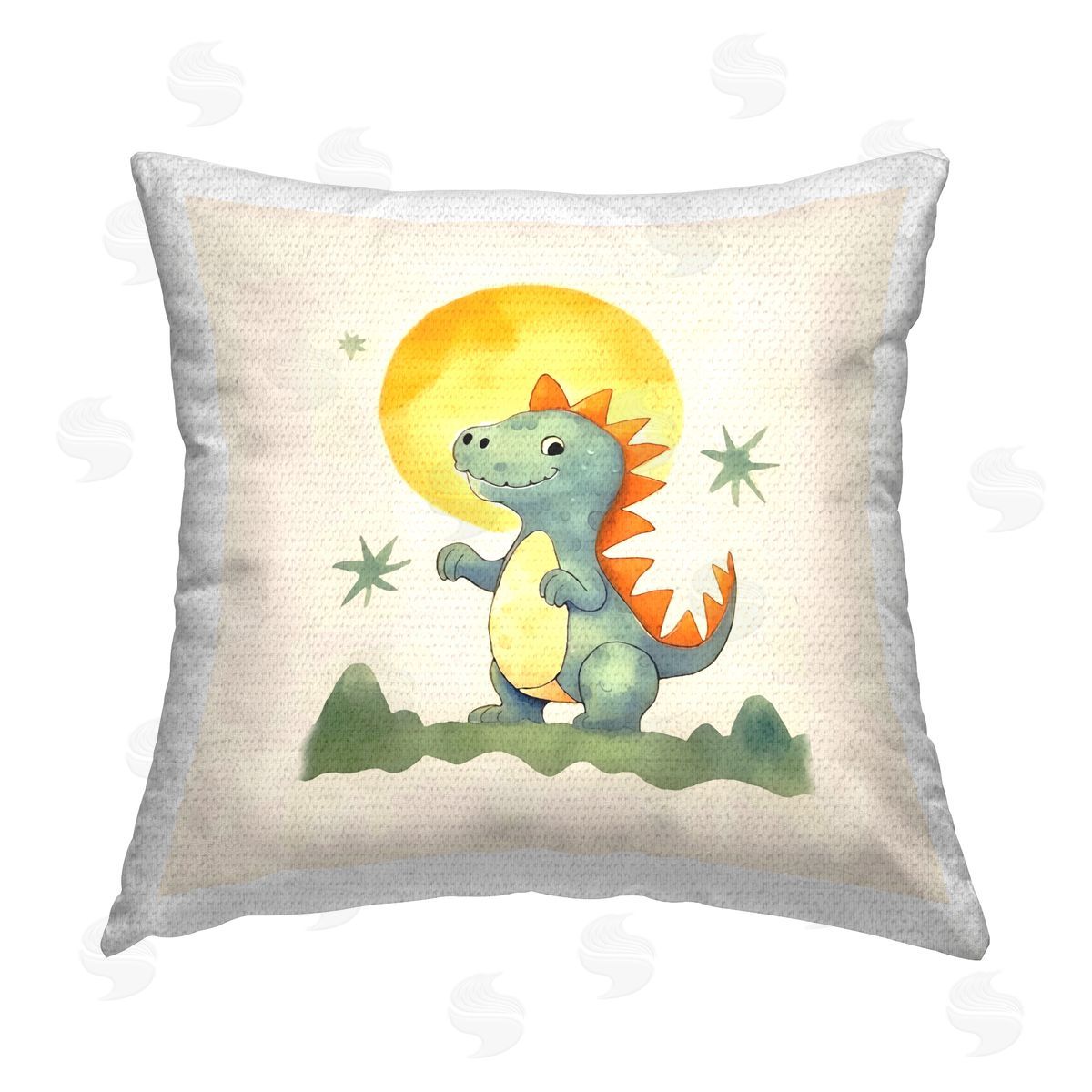 Andrea Haase Dino Under Moonlight Outdoor Quick-Dry Polyester Printed Throw Pillow