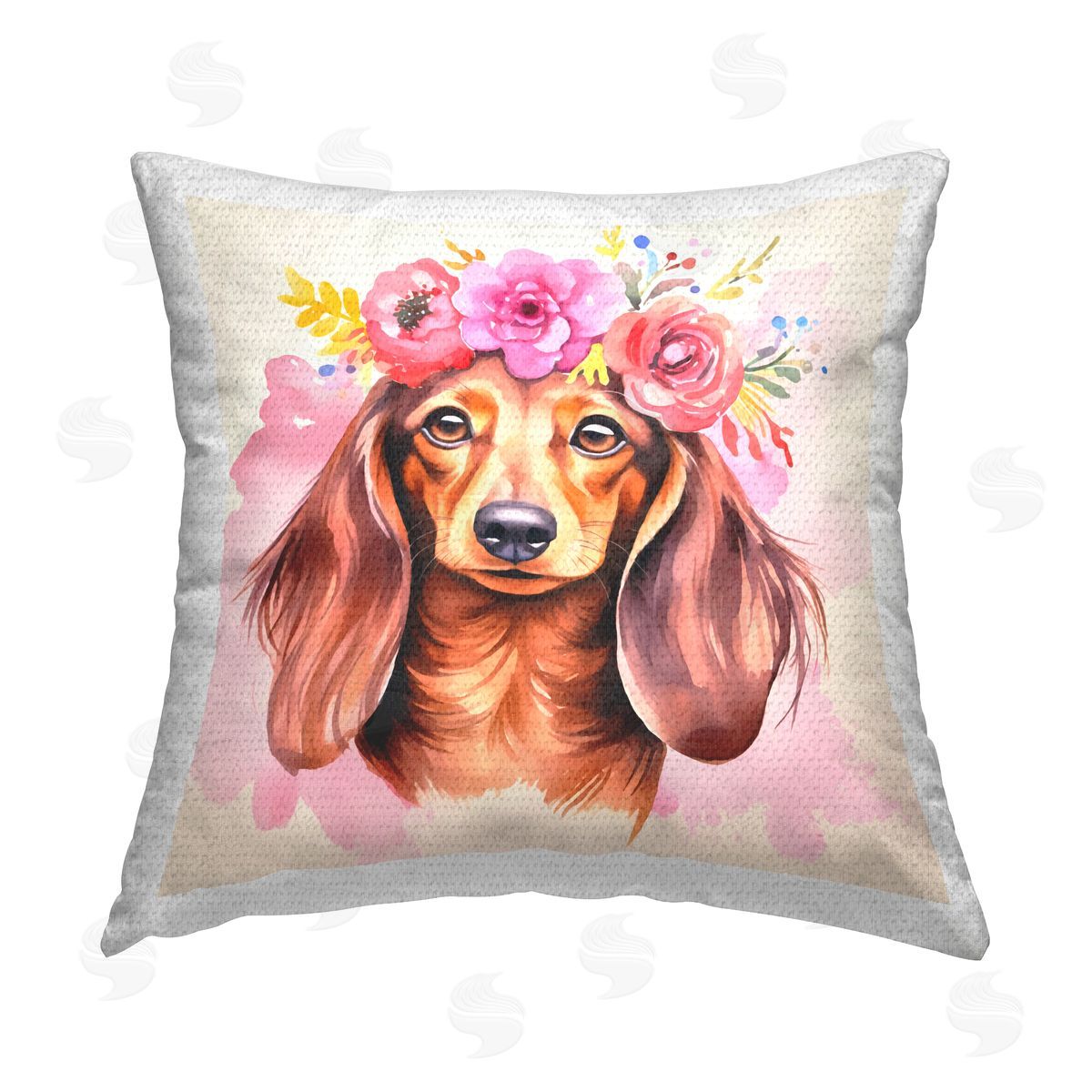 Andrea Haase Boho Wiener Dog Dachshund Outdoor Quick-Dry Polyester Printed Throw Pillow