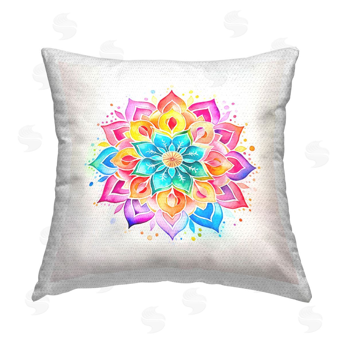 Andrea Haase Bright Rainbow Mandala Outdoor Quick-Dry Polyester Printed Throw Pillow