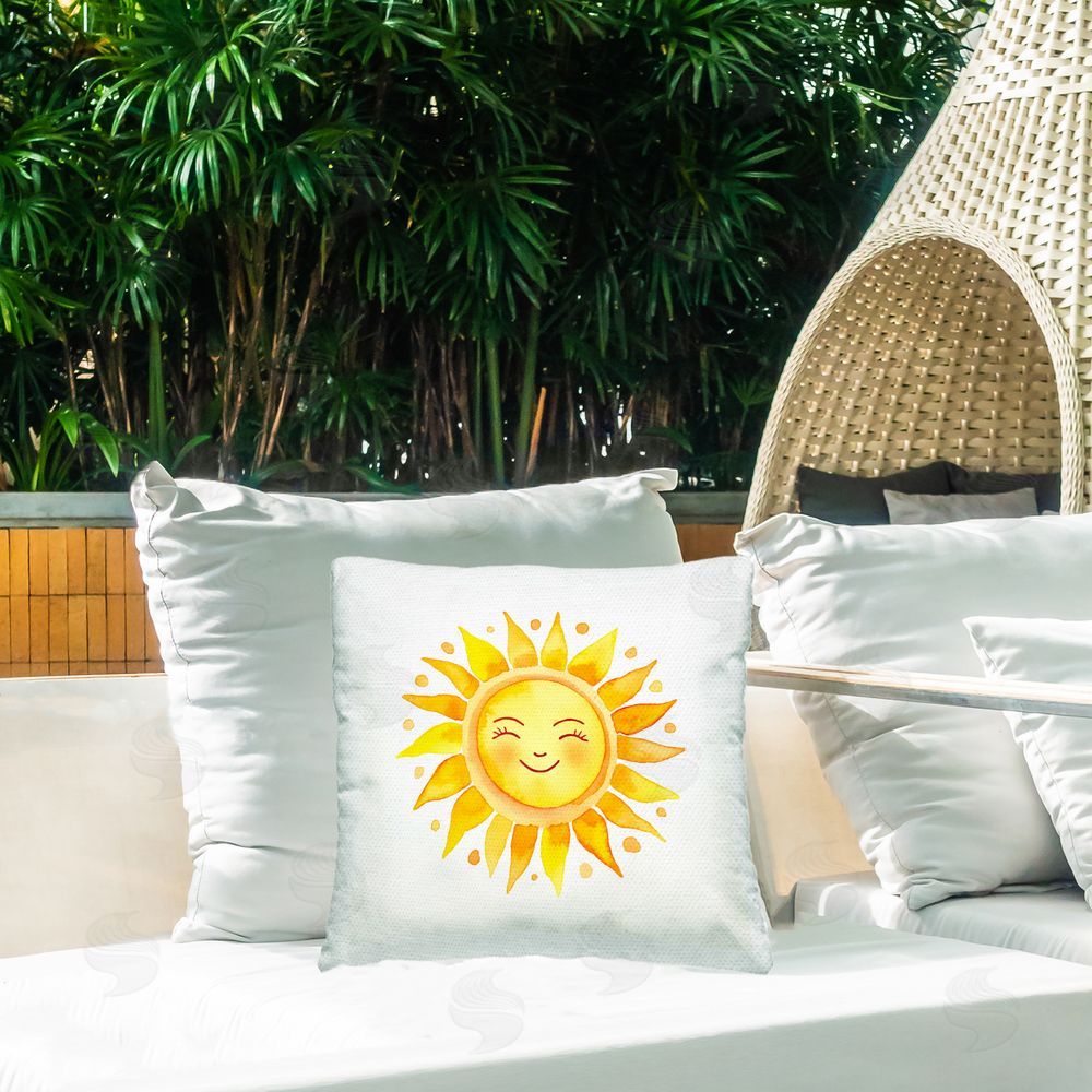 Andrea Haase Happy Sun Boho Rays Outdoor Quick-Dry Polyester Printed Throw Pillow in Back Yard