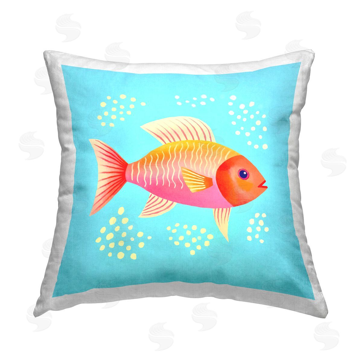 Andrea Haase Whimsical Orange Fish Printed Plush Polyester Throw Pillow
