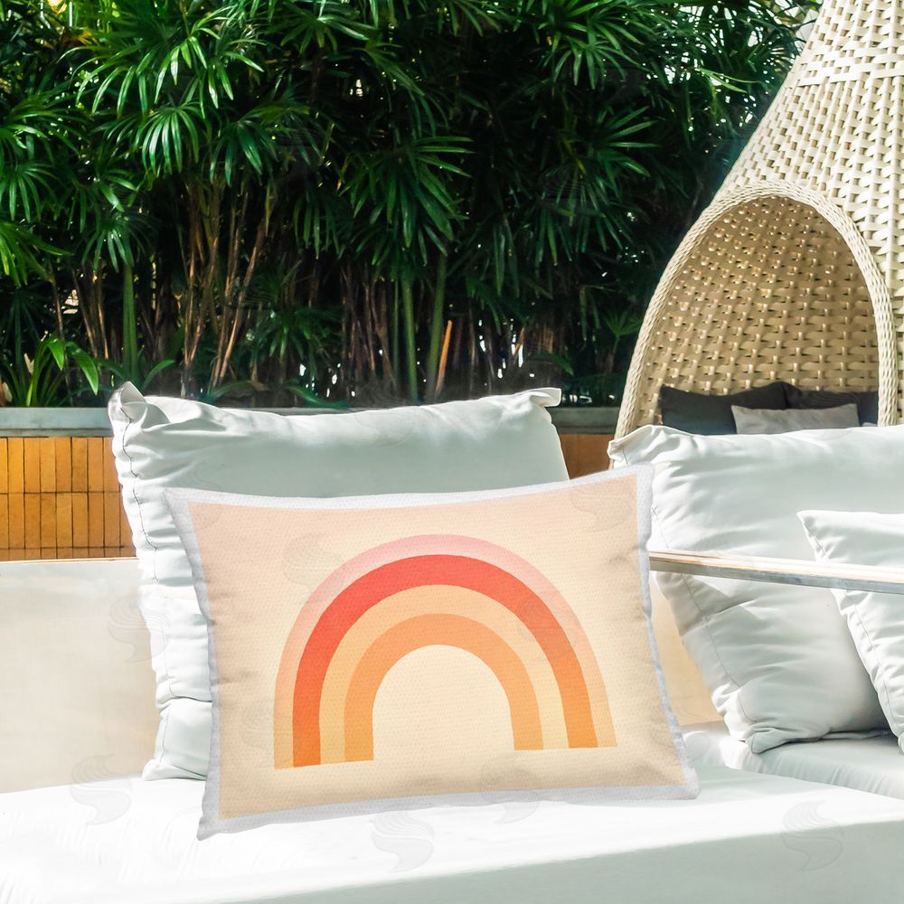 Andrea Haase Boho Rainbow with Gradient Outdoor Quick-Dry Polyester Printed Throw Pillow in Back Yard