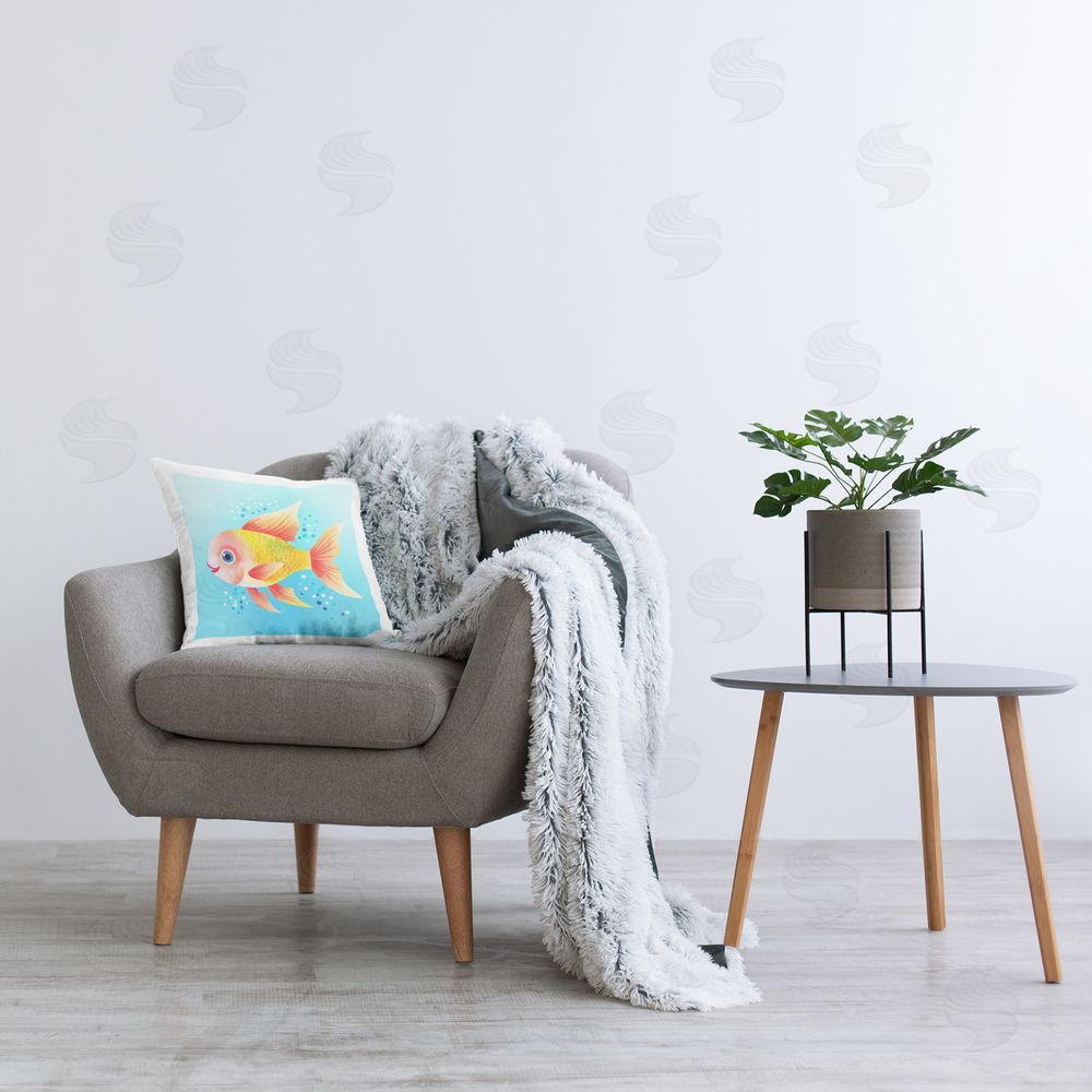 Andrea Haase Happy Fish with Speckles Printed Plush Polyester Throw Pillow On Chair