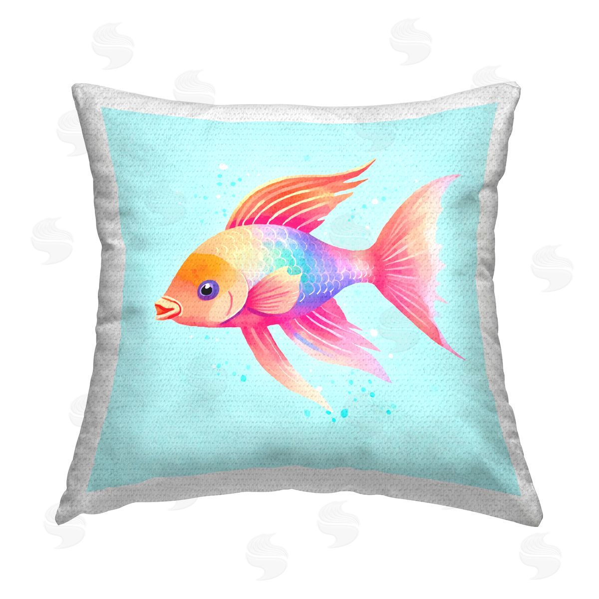Andrea Haase Whimsical Gradient Fish Outdoor Quick-Dry Polyester Printed Throw Pillow