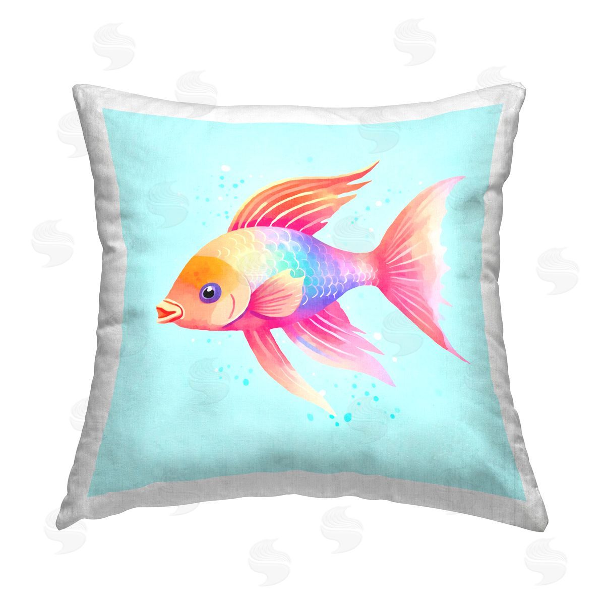 Andrea Haase Whimsical Gradient Fish Printed Plush Polyester Throw Pillow