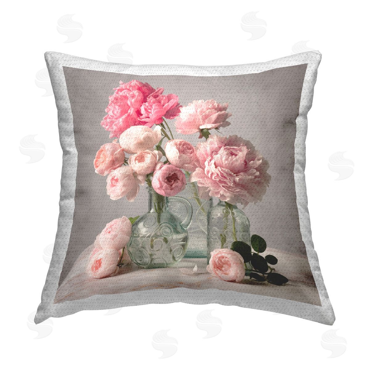 Leah McLean Rose & Peony Duet Outdoor Quick-Dry Polyester Printed Throw Pillow