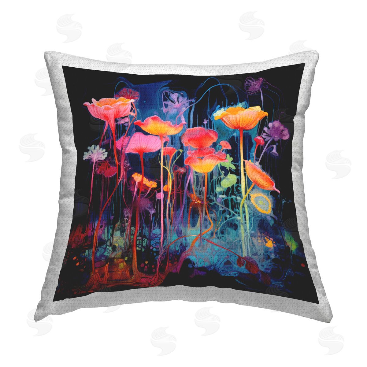Nuk Nalandro Abstract Hued Blossoms Outdoor Quick-Dry Polyester Printed Throw Pillow