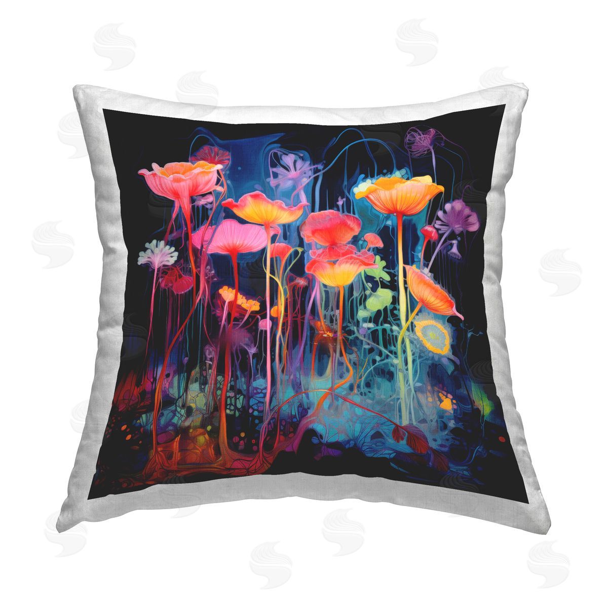 Nuk Nalandro Abstract Hued Blossoms Printed Plush Polyester Throw Pillow