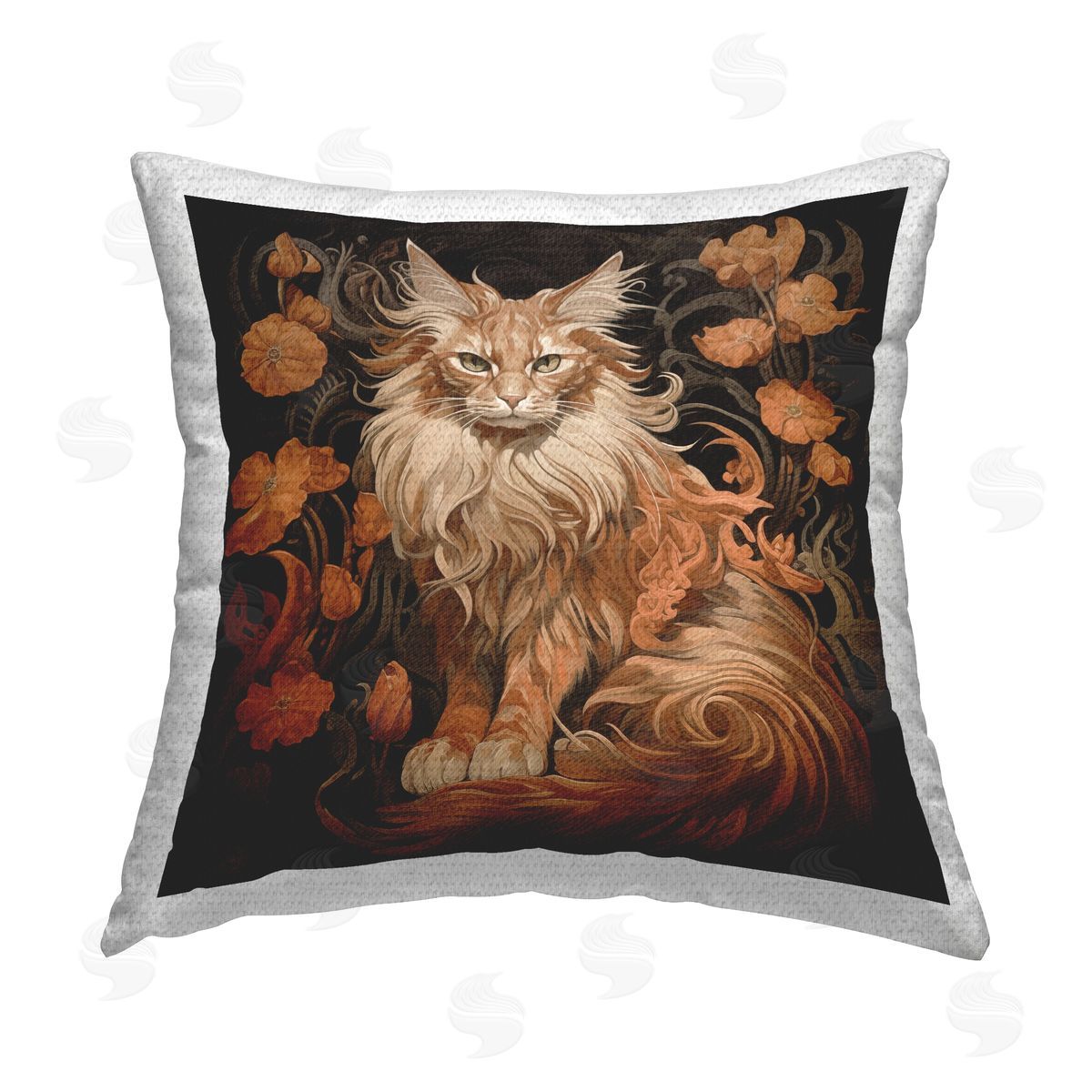 Steve Hunziker Maine Coon Cat Portrait Outdoor Quick-Dry Polyester Printed Throw Pillow