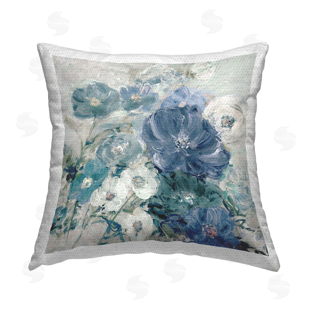 Sally Swatland Painterly Brushed Flowers Outdoor Quick-Dry Polyester Printed Throw Pillow