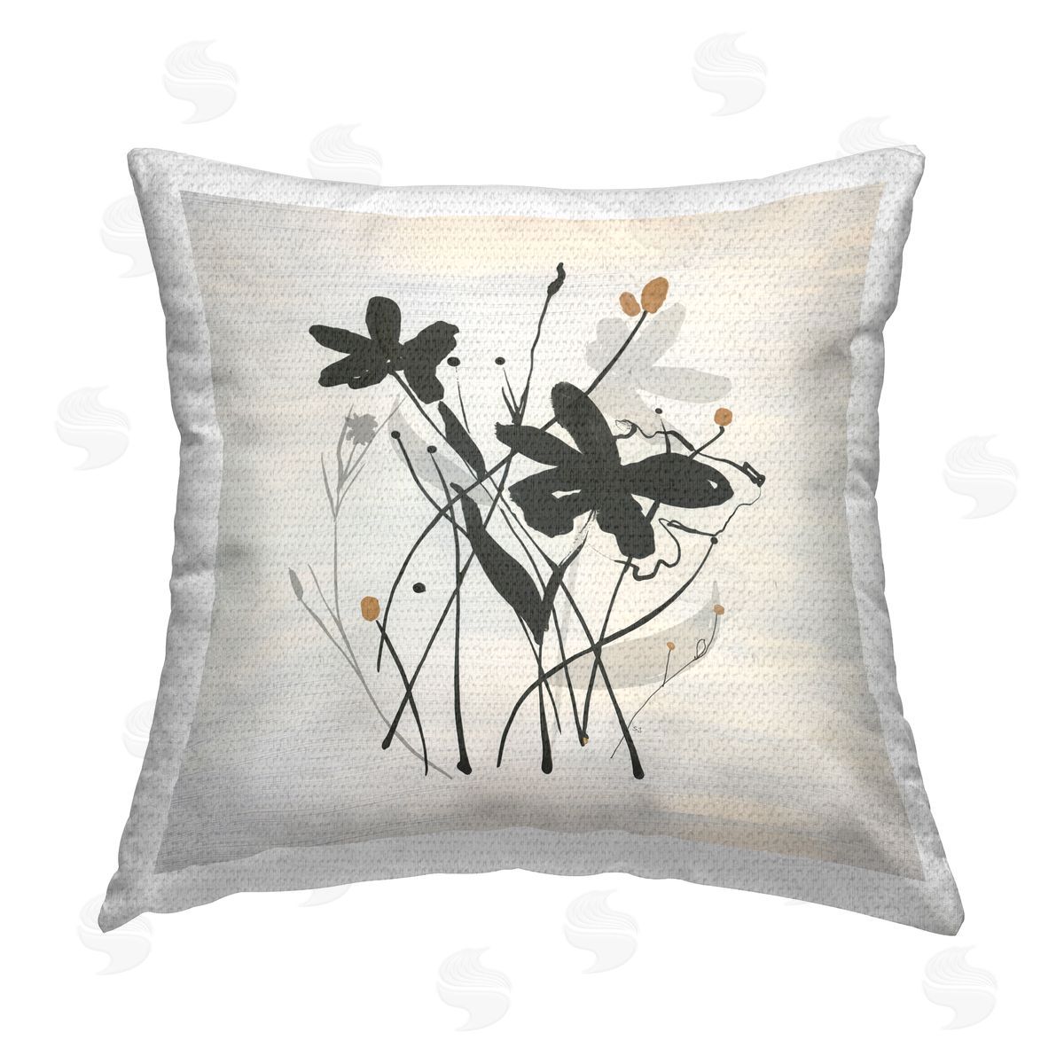 Susan Jill Abstract Flower Squiggles Outdoor Quick-Dry Polyester Printed Throw Pillow