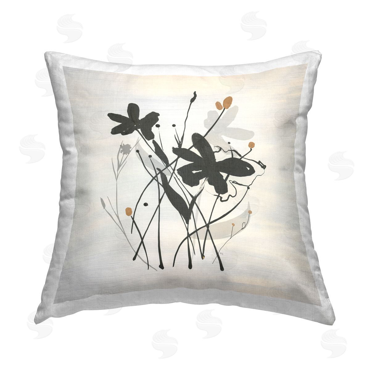 Susan Jill Abstract Flower Squiggles Printed Plush Polyester Throw Pillow
