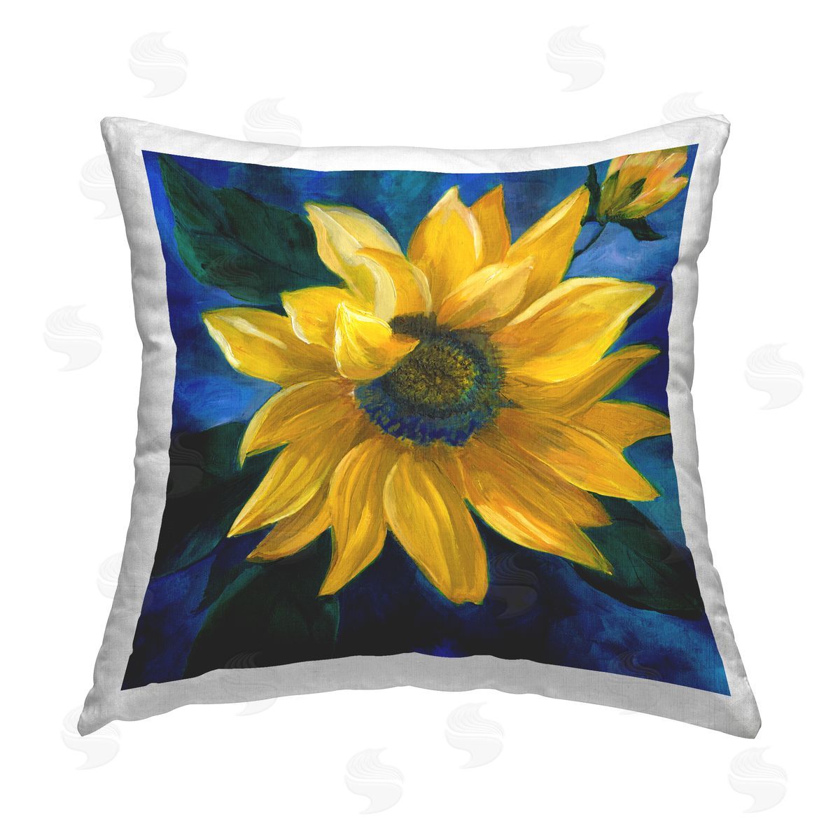 Nan Sunflower Curling Petals Printed Plush Polyester Throw Pillow