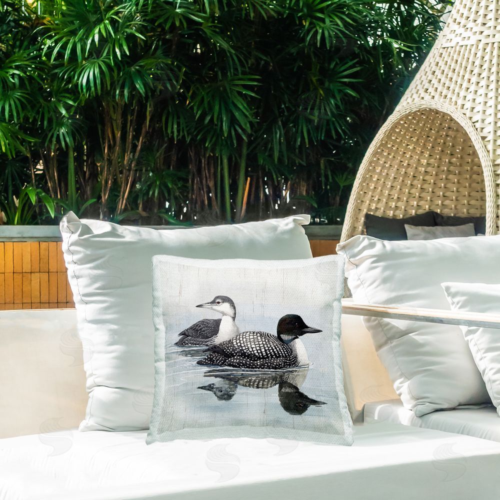 Susan Jill Lake Duck Pair Outdoor Quick-Dry Polyester Printed Throw Pillow in Back Yard