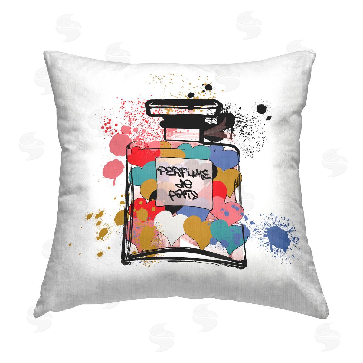Carol Robinson Modern Splatter Hearts Perfume Printed Plush Polyester Throw Pillow