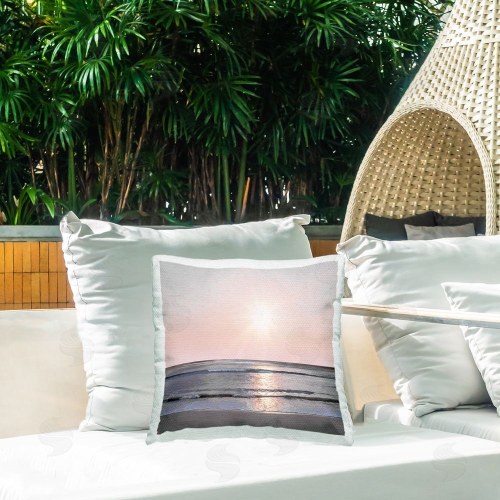Mike Calascibetta Summer Sunset Coast Outdoor Quick-Dry Polyester Printed Throw Pillow in Back Yard