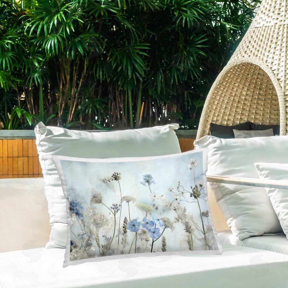 Irene Weisz Blooming Subtle Wildflowers Outdoor Quick-Dry Polyester Printed Throw Pillow in Back Yard