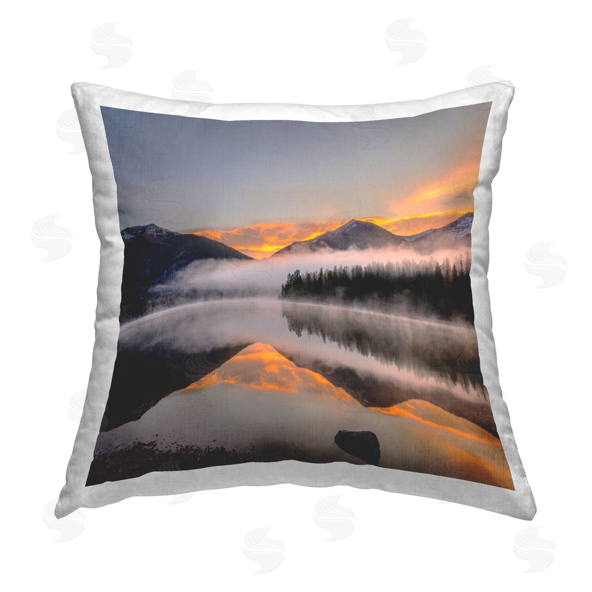 Danita Delimont Orange Sunset Lake Reflection Printed Plush Polyester Throw Pillow