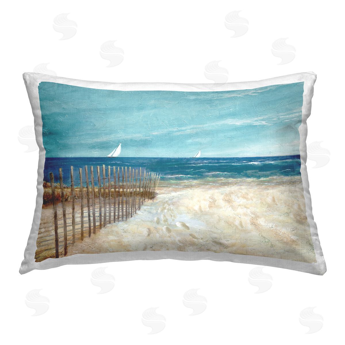 Ruane Manning Footprints by Sandy Fence Printed Plush Polyester Throw Pillow