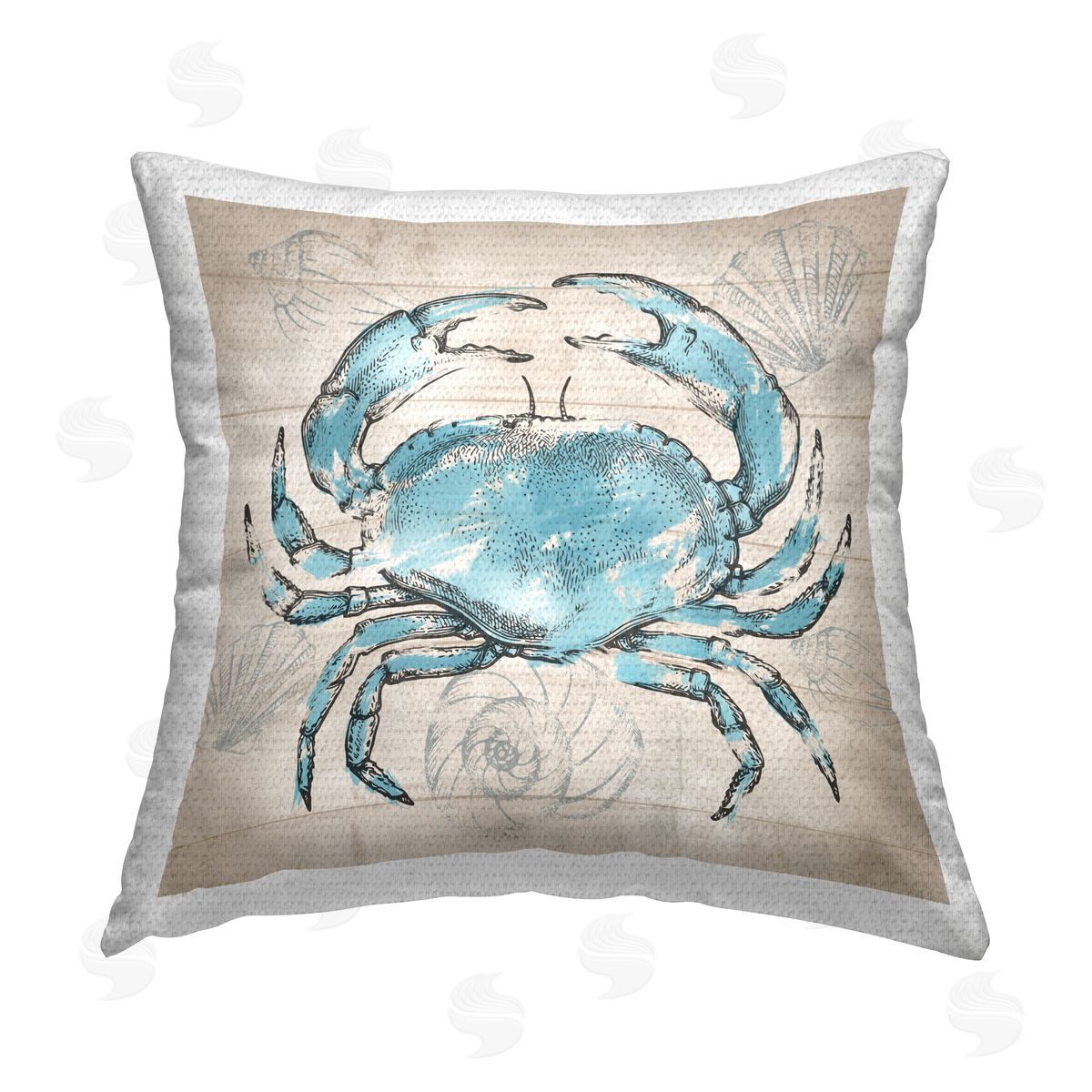 Conrad Knutsen Vintage Drawn Crab Outdoor Quick-Dry Polyester Printed Throw Pillow