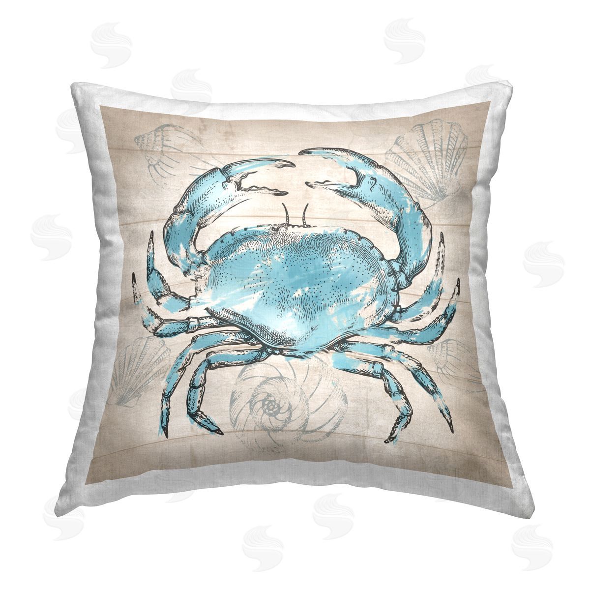 Conrad Knutsen Vintage Drawn Crab Printed Plush Polyester Throw Pillow
