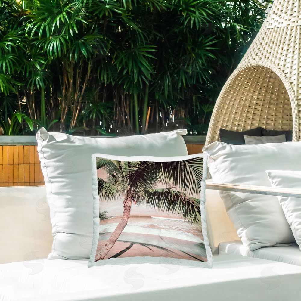 Danita Delimont Palm Tree Shadow on Sand Outdoor Quick-Dry Polyester Printed Throw Pillow in Back Yard