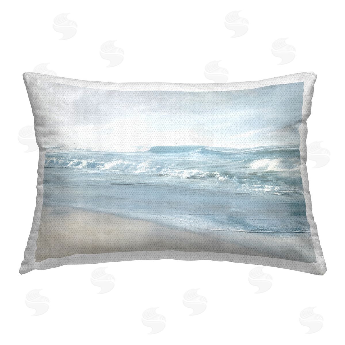 Mike Calascibetta Calm Blue Beach Waves Outdoor Quick-Dry Polyester Printed Throw Pillow