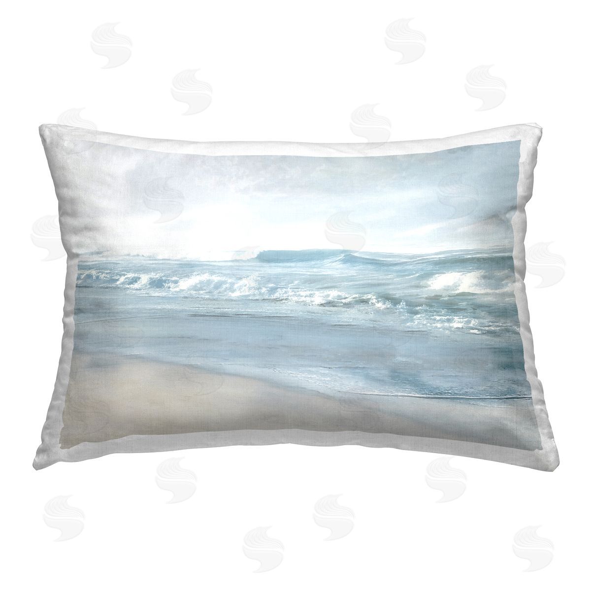 Mike Calascibetta Calm Blue Beach Waves Printed Plush Polyester Throw Pillow