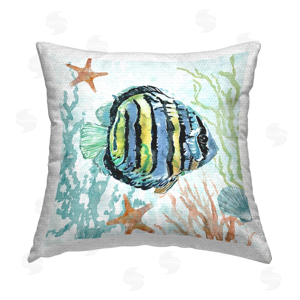 Carol Robinson Tropical Striped Fish Outdoor Quick-Dry Polyester Printed Throw Pillow