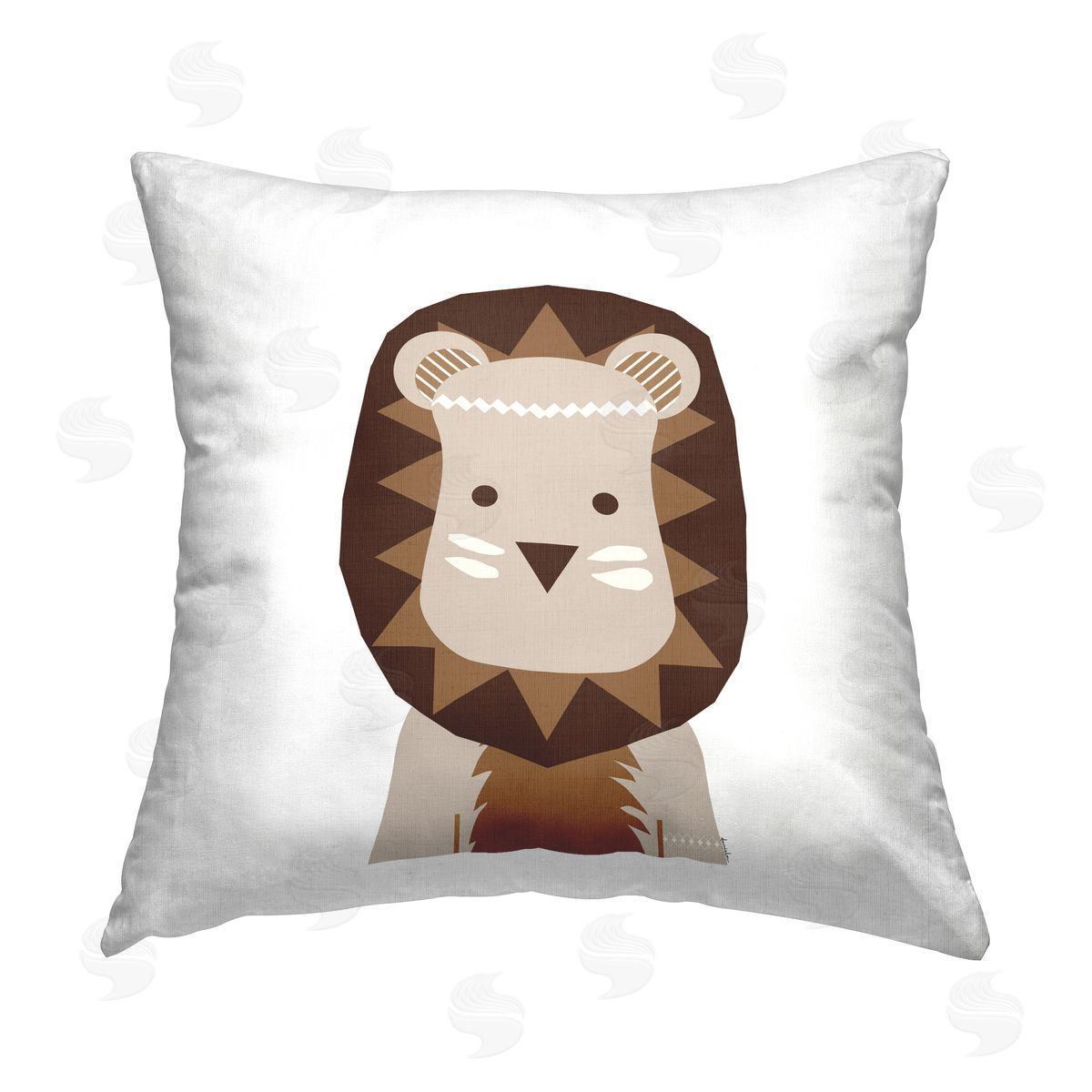Daniela Santiago Neutral Tone Lion Printed Plush Polyester Throw Pillow