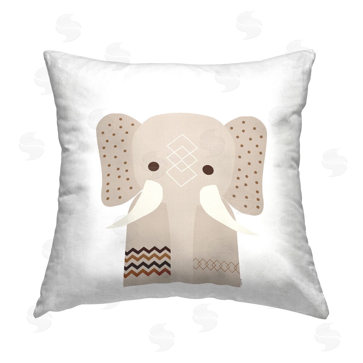 Daniela Santiago Neutral Tone Elephant Printed Plush Polyester Throw Pillow