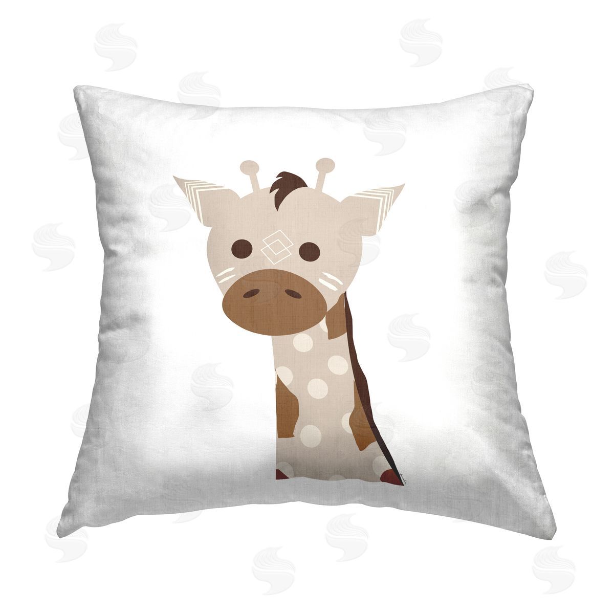 Daniela Santiago Neutral Tone Giraffe Printed Plush Polyester Throw Pillow