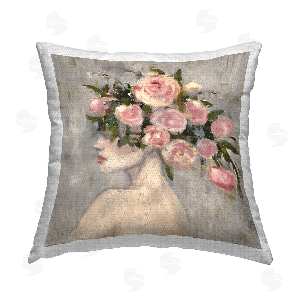 Charity Henderson Peonies Headdress Woman Outdoor Quick-Dry Polyester Printed Throw Pillow