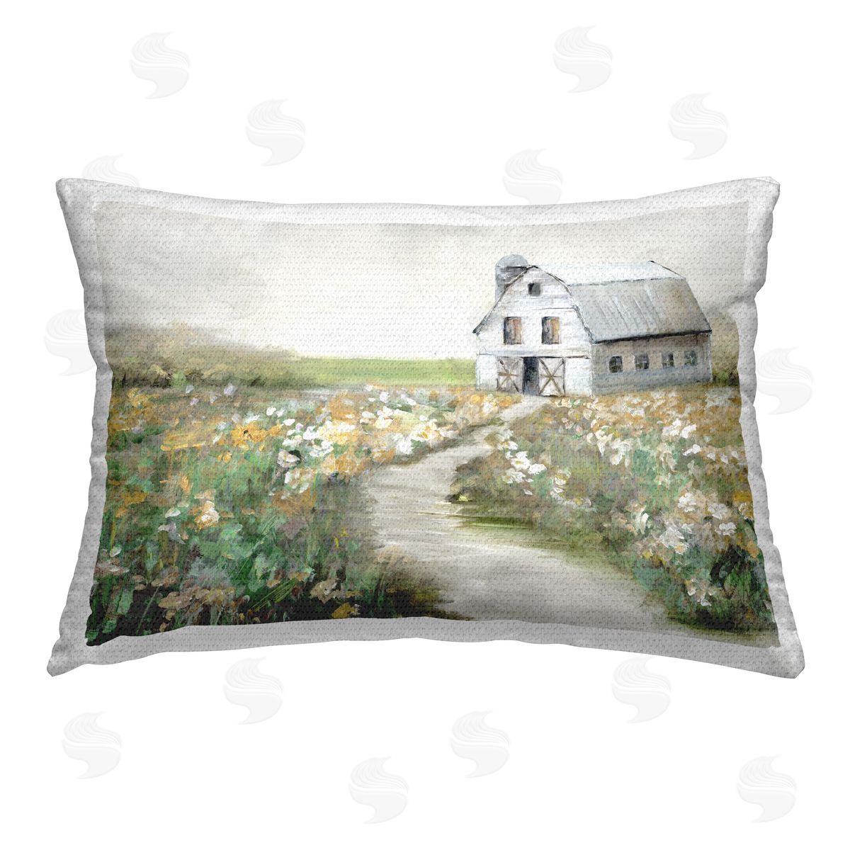 Sally Swatland Farmyard Path to Barn Outdoor Quick-Dry Polyester Printed Throw Pillow