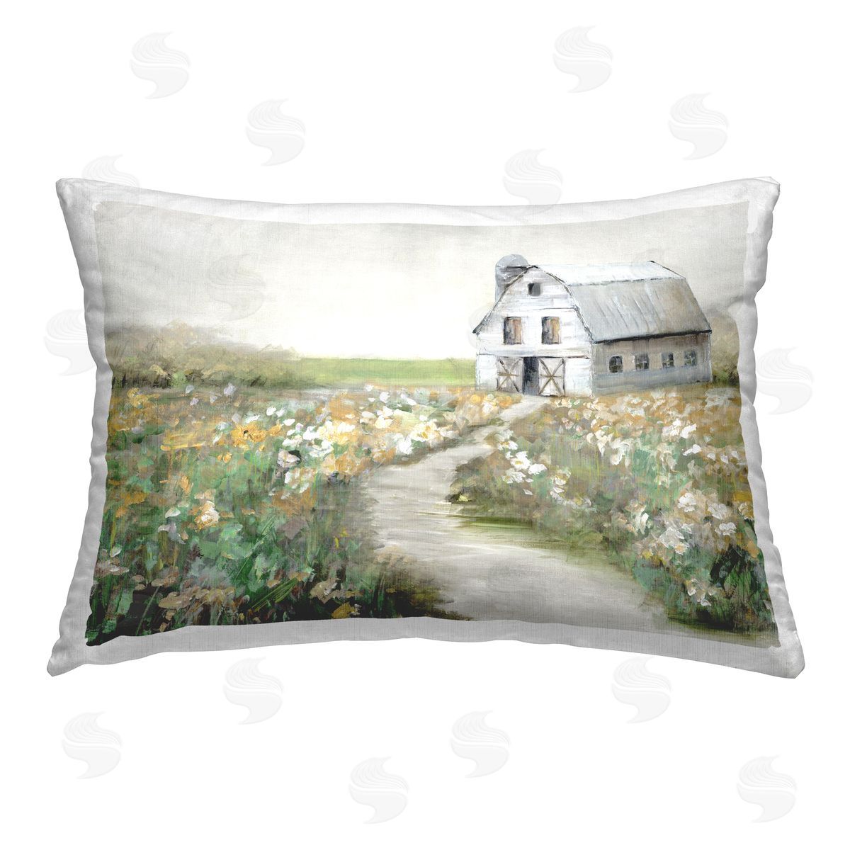 Sally Swatland Farmyard Path to Barn Printed Plush Polyester Throw Pillow