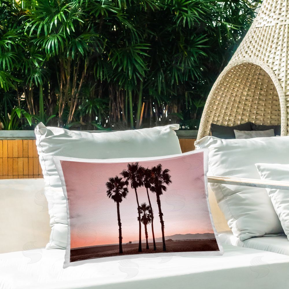 Natalie Carpentieri Cluster of Palm Trees Outdoor Quick-Dry Polyester Printed Throw Pillow in Back Yard