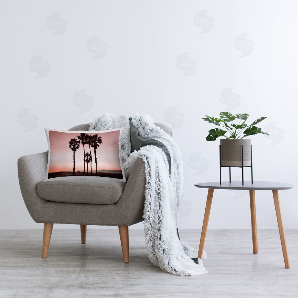 Natalie Carpentieri Cluster of Palm Trees Printed Plush Polyester Throw Pillow On Chair