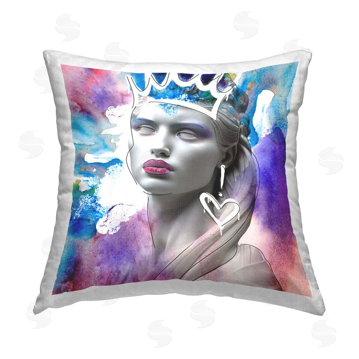 CAD Designs Modern Crowned Woman Printed Plush Polyester Throw Pillow