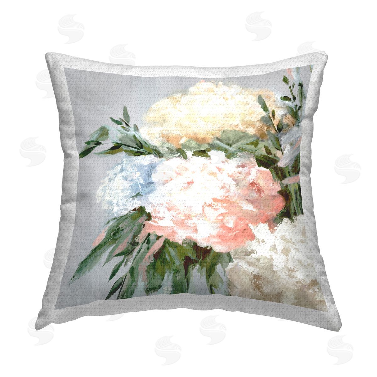 Alex Black Pastel Hydrangea Blossoms Outdoor Quick-Dry Polyester Printed Throw Pillow